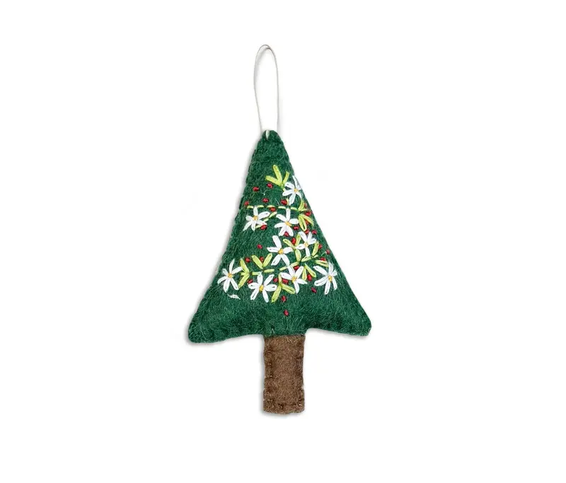 Gamcha Christmas Ornament - Green Embroidered Tree