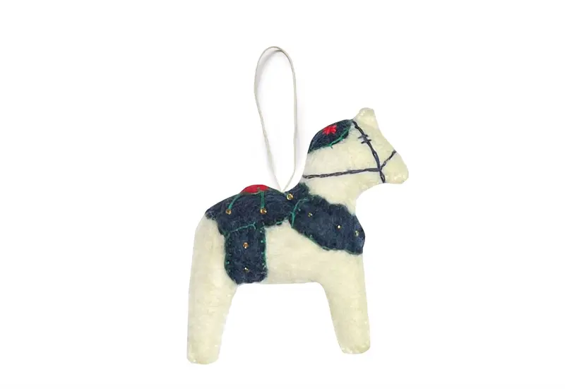 Gamcha Christmas Ornament - White Dala Horse