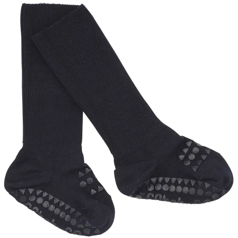 Gobabygo Dark Blue Non-Slip Strømper Bambus