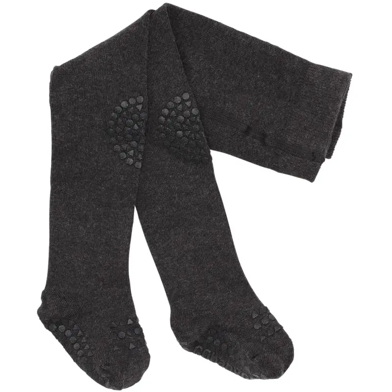 Gobabygo Dark Grey Melange Crawling Strømpebukser Organic Bomuld