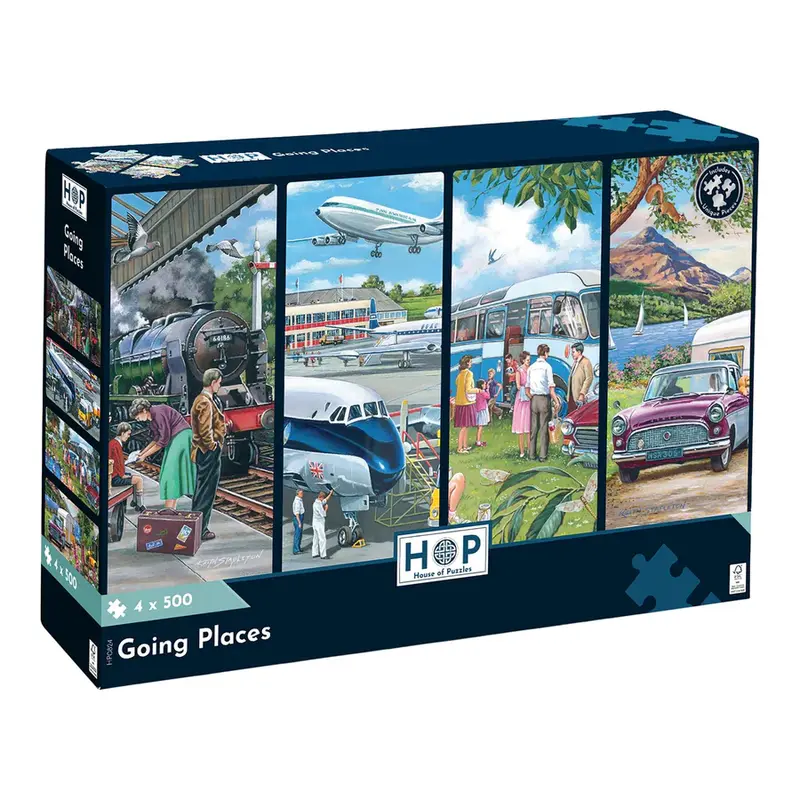 Going Places puslespil 4 x 500 brikker fra House of Puzzles
