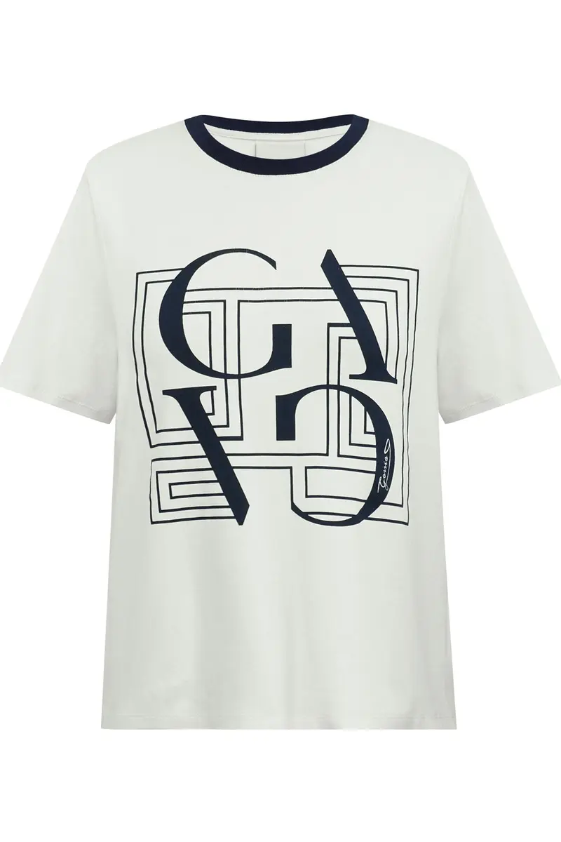 Gossia - Basgo Tee G2850 - Off-White / Navy Print