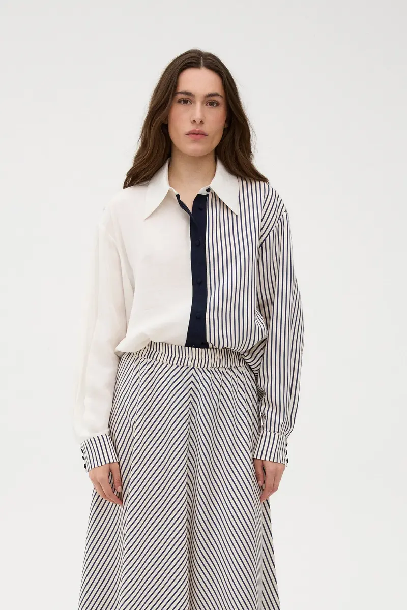 Gossia - Cecilego Shirt G3313 - Navy Creme Stripes