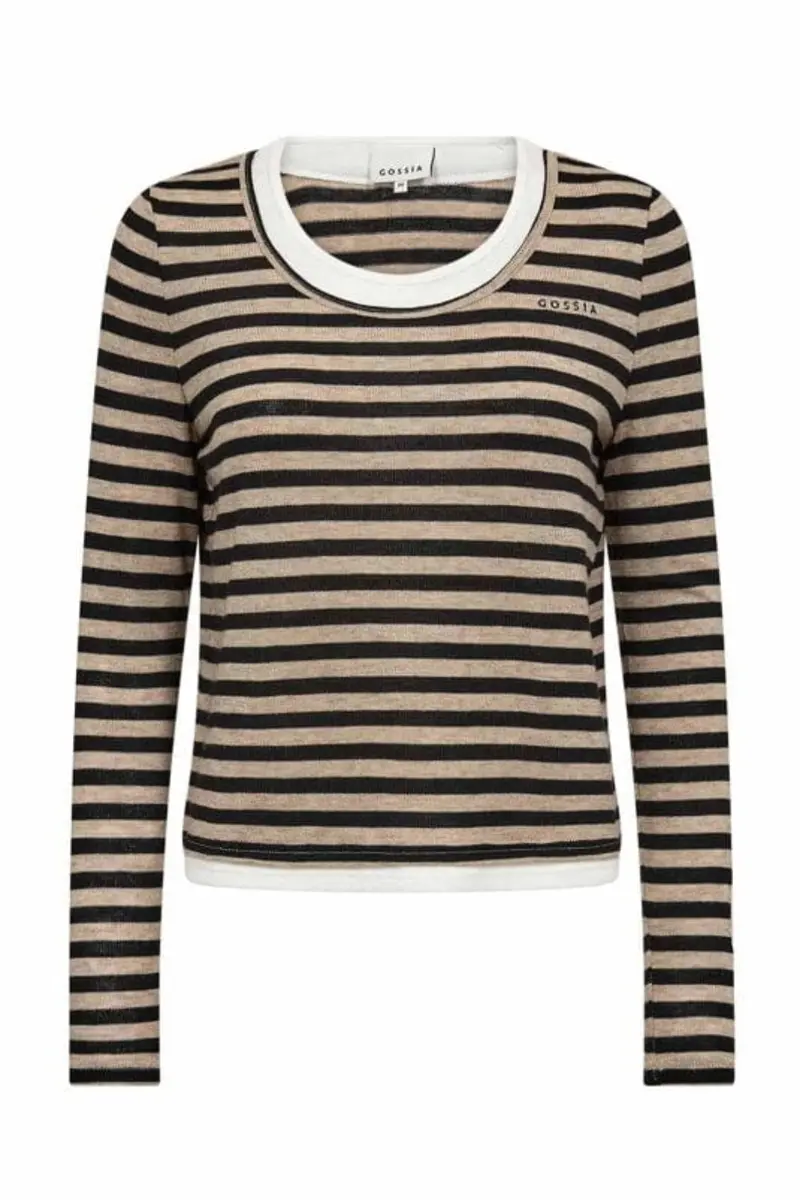 Gossia - Elmago Blouse G3119 - Sand Black Stripes