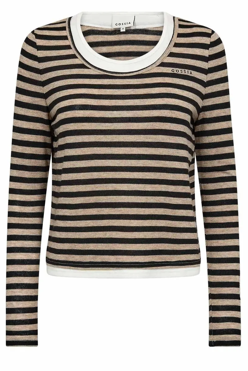 Gossia - Elmago Blouse G3119 - Sand Brown Stripes