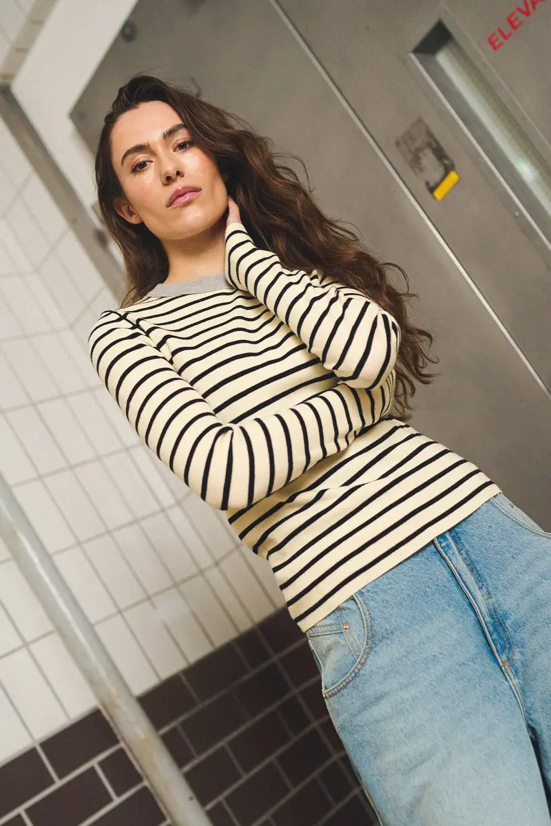 Gossia - Fabiolago Jumper G3116 - Off-White/Black Stripes