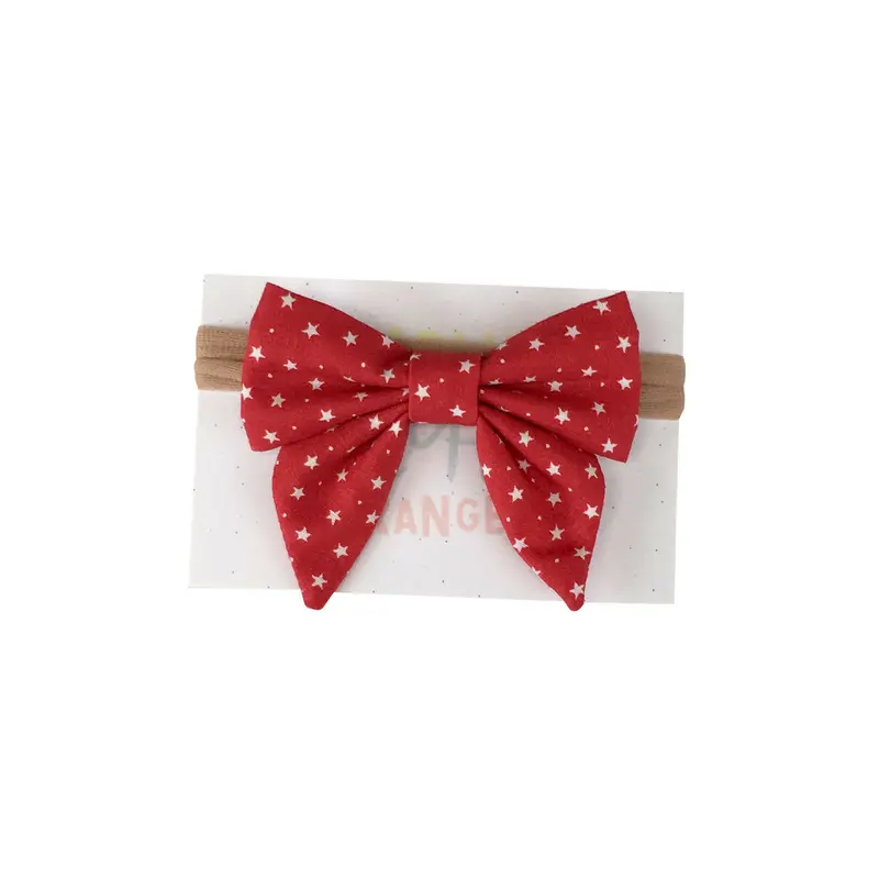Hairbow | White stars on Red