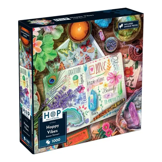 Happy Vibes 1000 brikker puslespil fra House of Puzzles