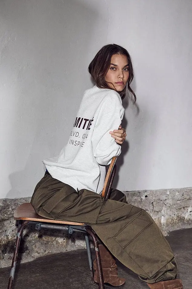 Haute L'Amitié - Back Print Studio Sweat HL10686 - Pearl Melange