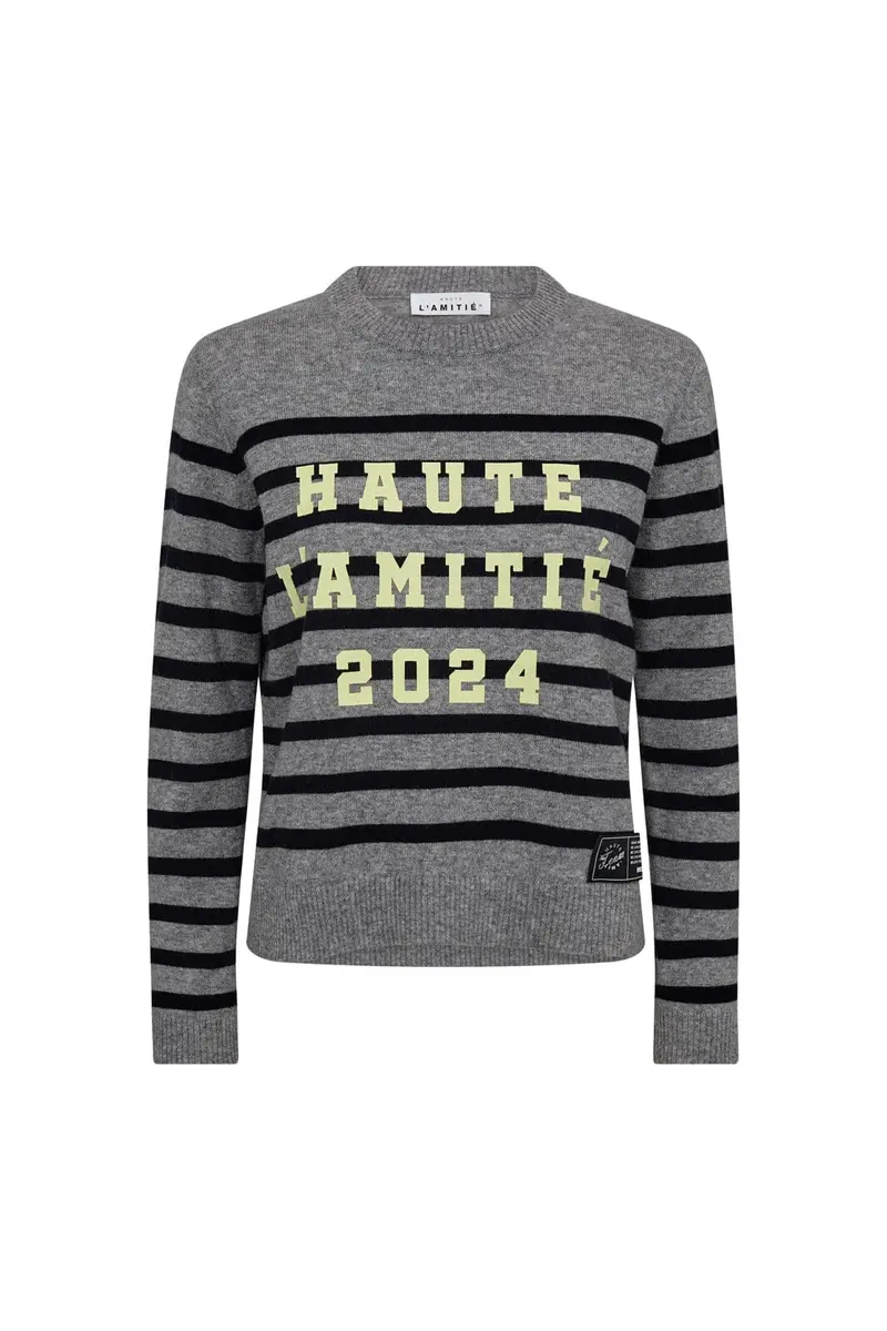 Haute L'Amitié - Cash Ls Stripe Logo Knit Hl10261 - Light Grey Melange