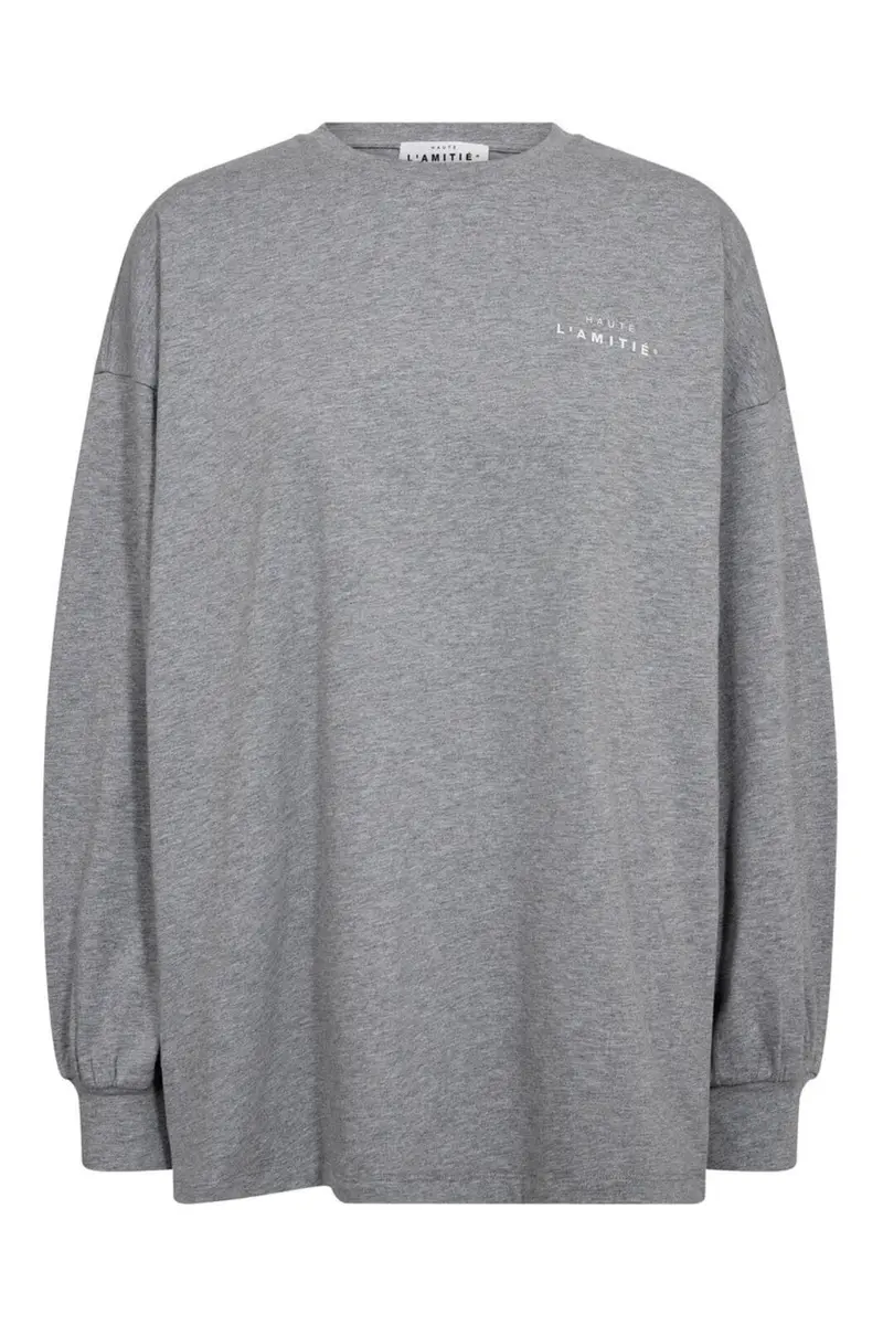 Haute L'Amitié - Crew Neck Ls Tee HL10420 - Grey Melange/ White Print