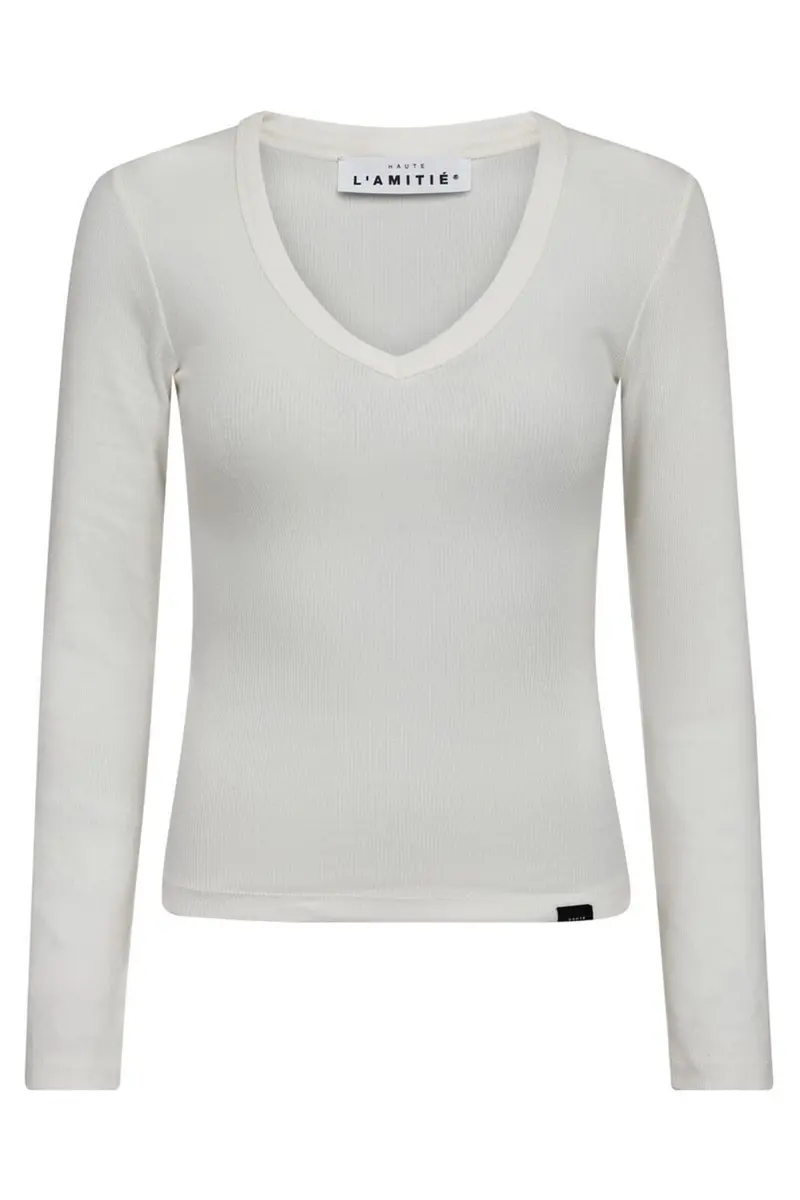 Haute L'Amitié - Deep V Ls Rib Tee HL10822 - White