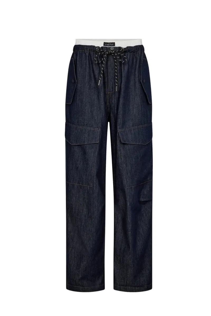 Haute L'Amitié - Denim Cargo Pull On Tall Trouser HL10356 - Dark Denim