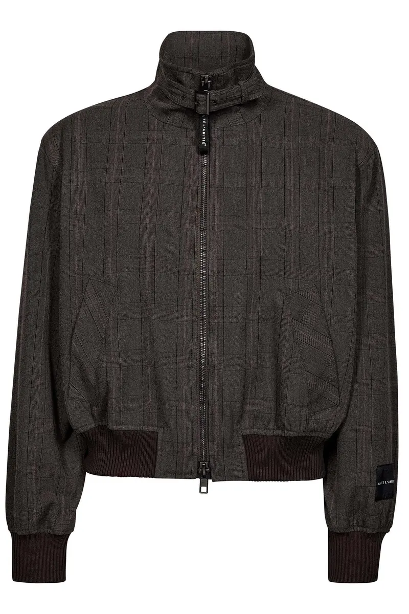 Haute L'Amitié - Essie Check Bomber Jacket Hl11263 - Mocca