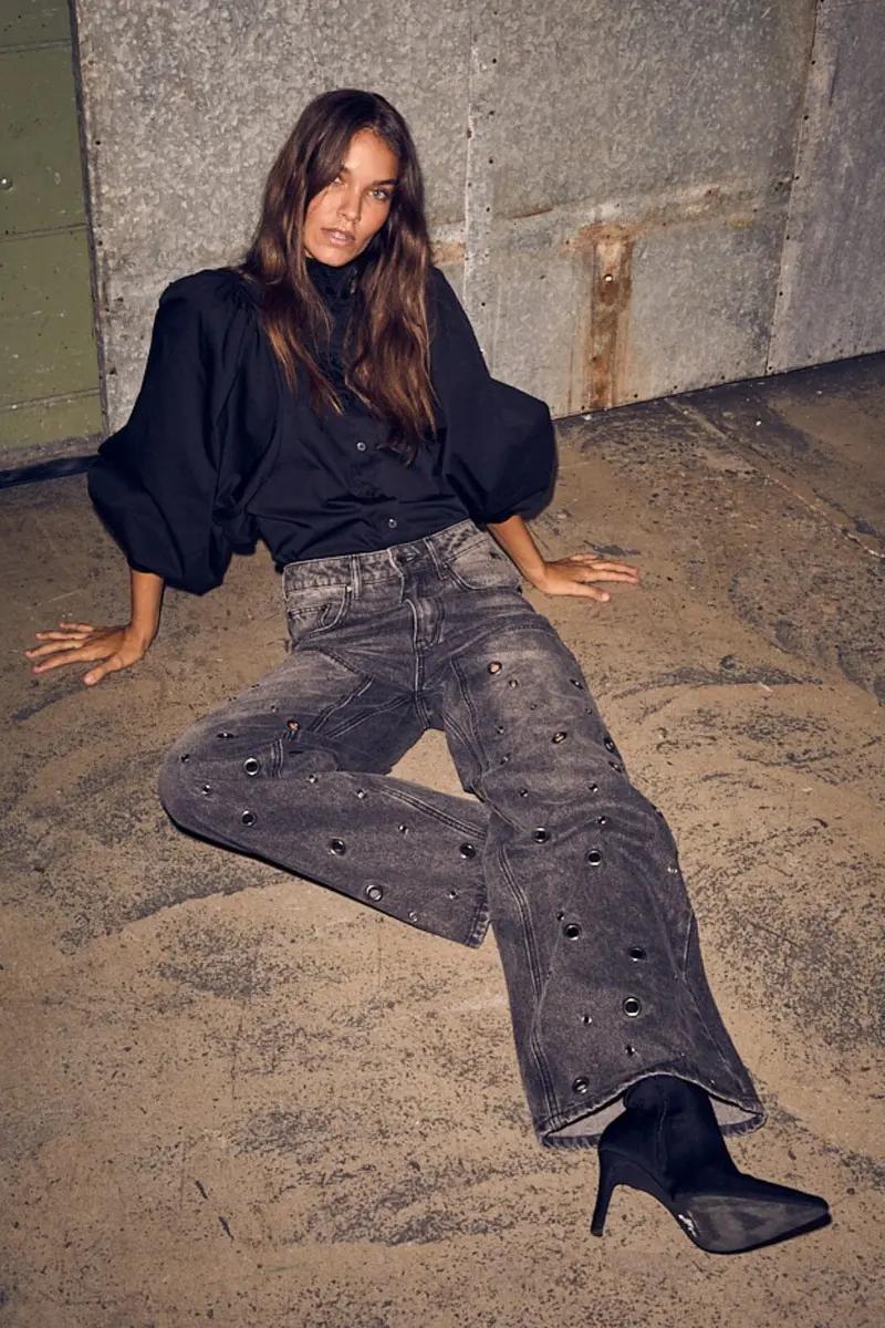Haute L'Amitié - Eyelet Patch Jeans HL10337 - Stone