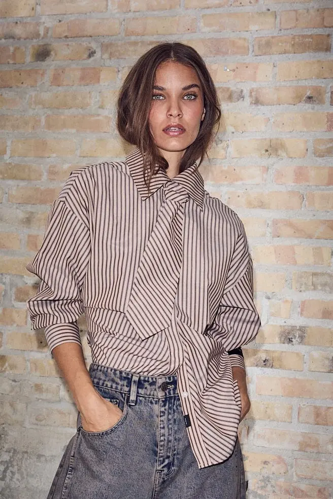 Haute L'Amitié - Gemma Tie Stripe Shirt HL10817 - Dessert