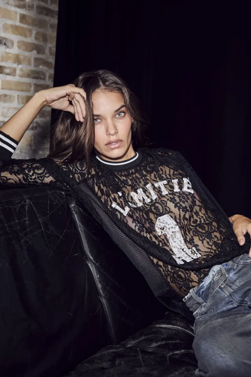 Haute L'Amitié - Lace Ls Football Blouse HL10471 - Black