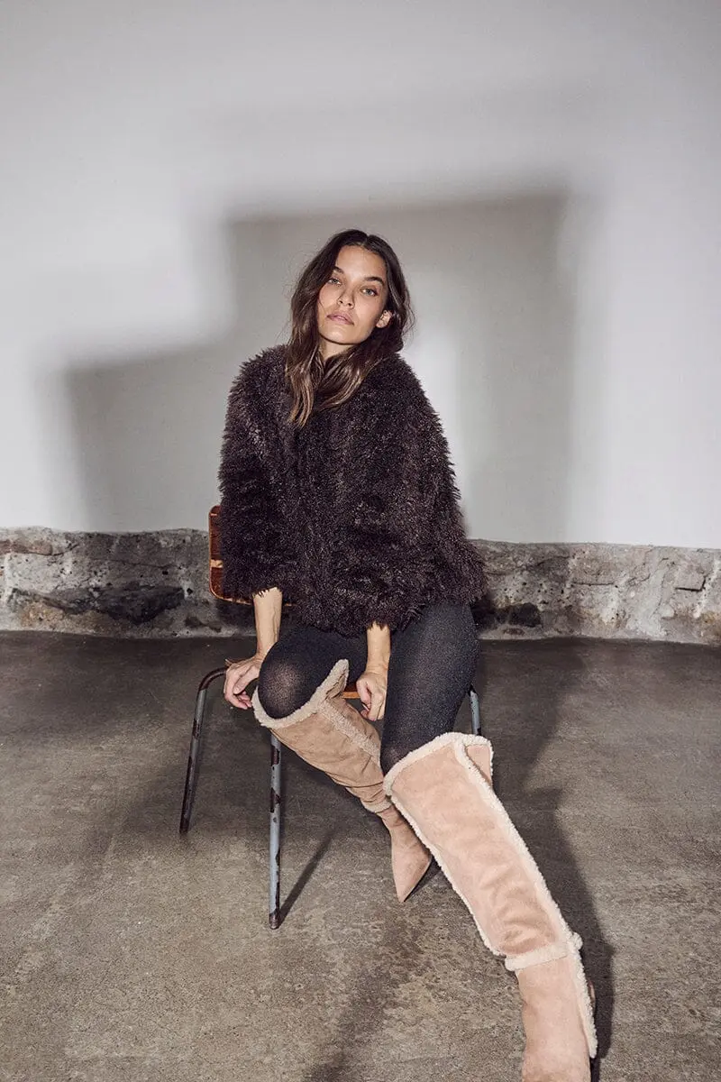 Haute L'Amitié - Lagotto Crop Fur Jacket HL10742 - Mocca