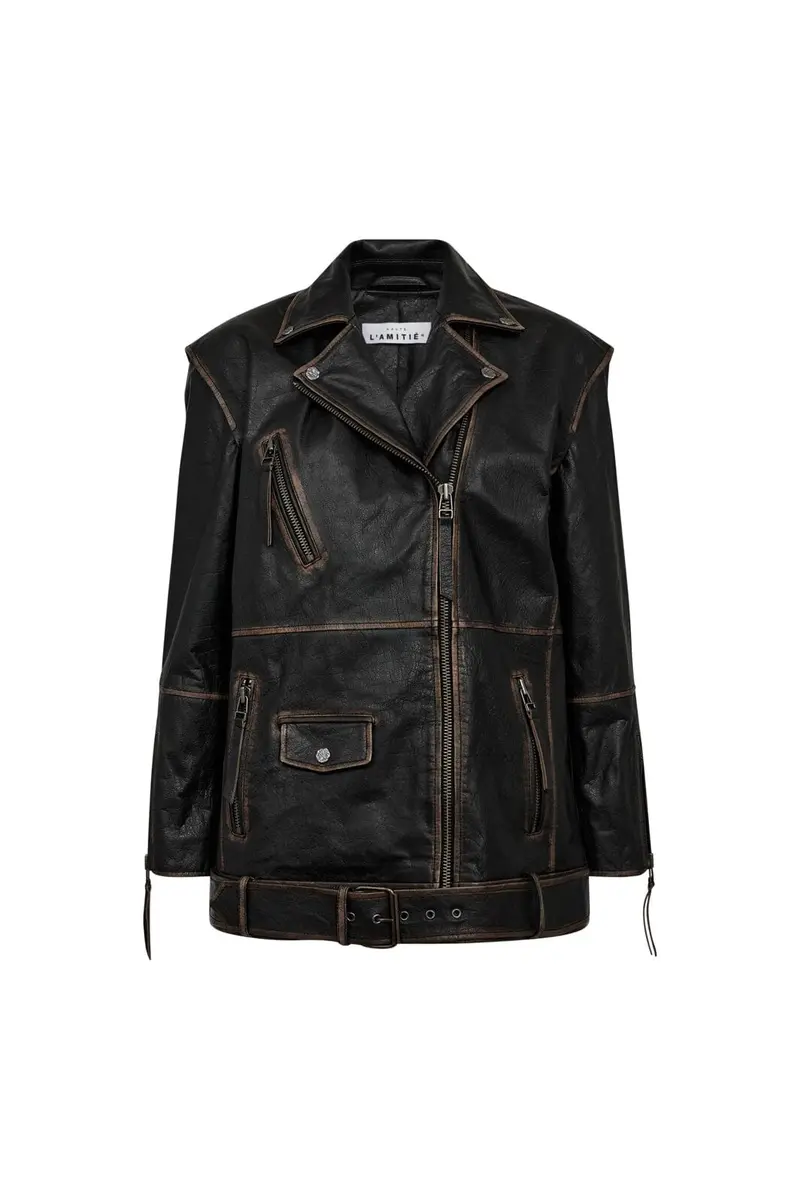 Haute L'Amitié - Leather Biker Wing Jacket Hl10206 - Black