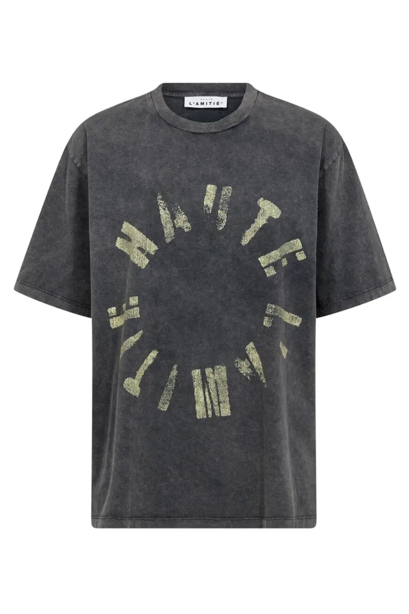 Haute L'Amitié - Logo Circle Tee HL10608 - Black Acid Wash