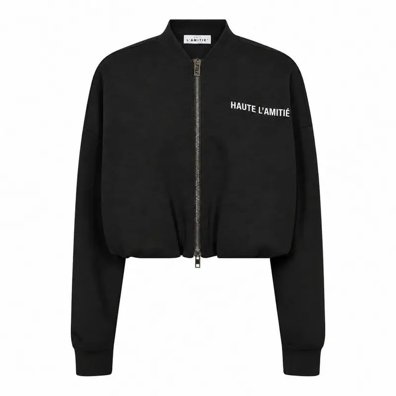 Haute L'Amitié - Maxi Crop Zip Sweat Hl10880 - Black