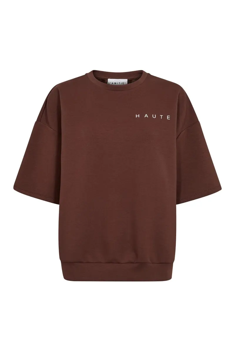 Haute L'Amitié - Maxi Split Ss Logo Sweat HL10461 - Mocca