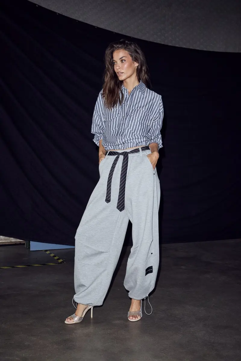 Haute L'Amitié - Maxi Split Tie Pant Hl10923 - Grey Melangé