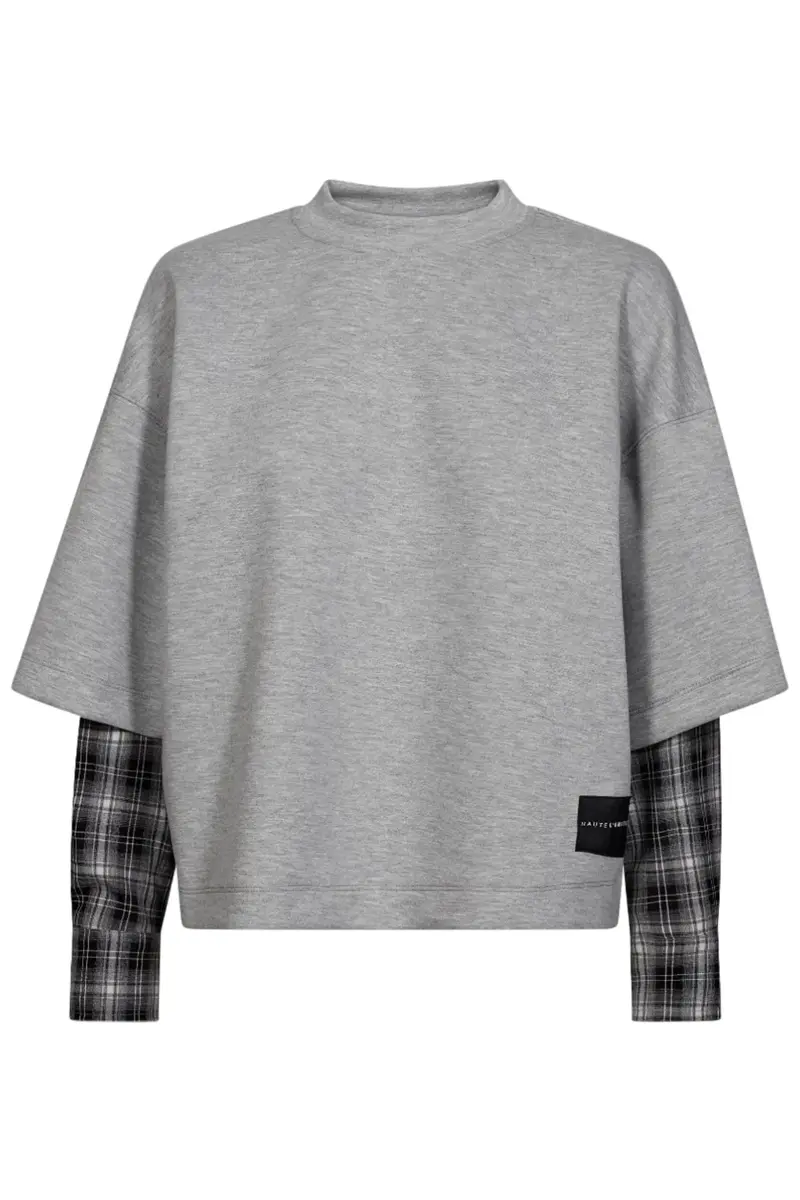 Haute L'Amitié - Maxi Sweat Ls Shirt Mix Hl11270 - Grey Melangé