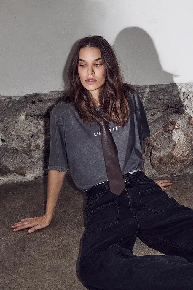 Haute L'Amitié - Noma Logo Loose Acid Tee HL10507 - Black Acid Wash