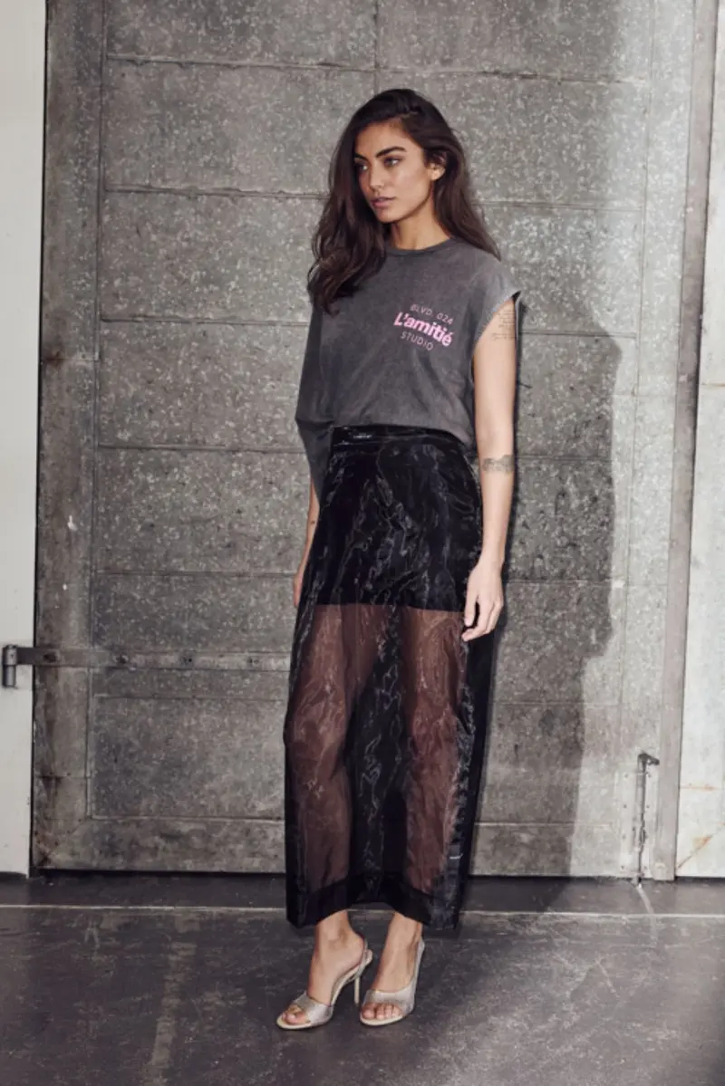 Haute L'Amitié - Organza Pencil Skirt HL10638 - Black