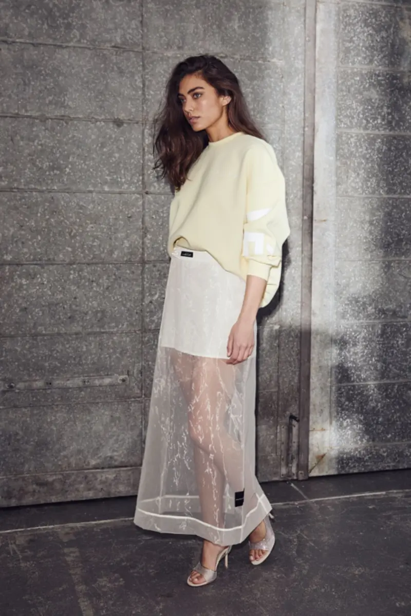 Haute L'Amitié - Organza Pencil Skirt HL10638 - Pale Yellow