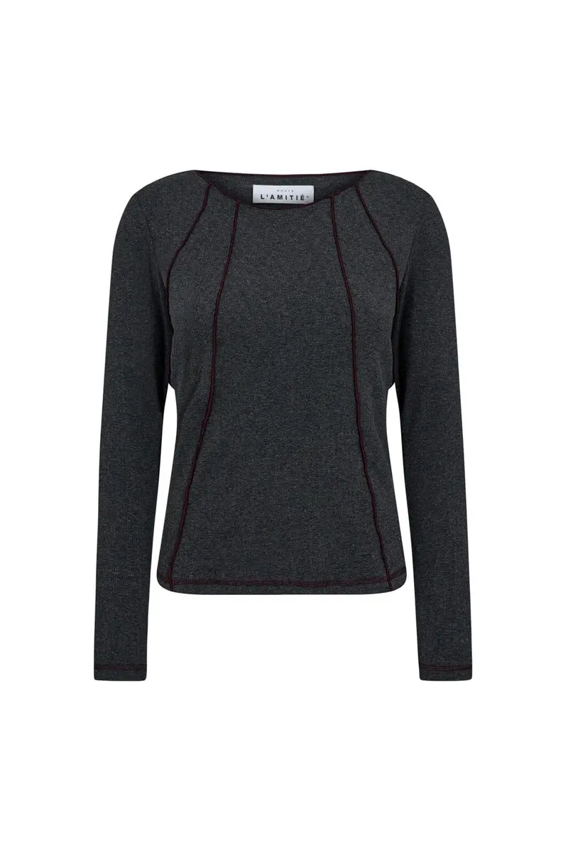 Haute L'Amitié - Reverse Seam Rib Blouse HL10012 - Antracit Melange