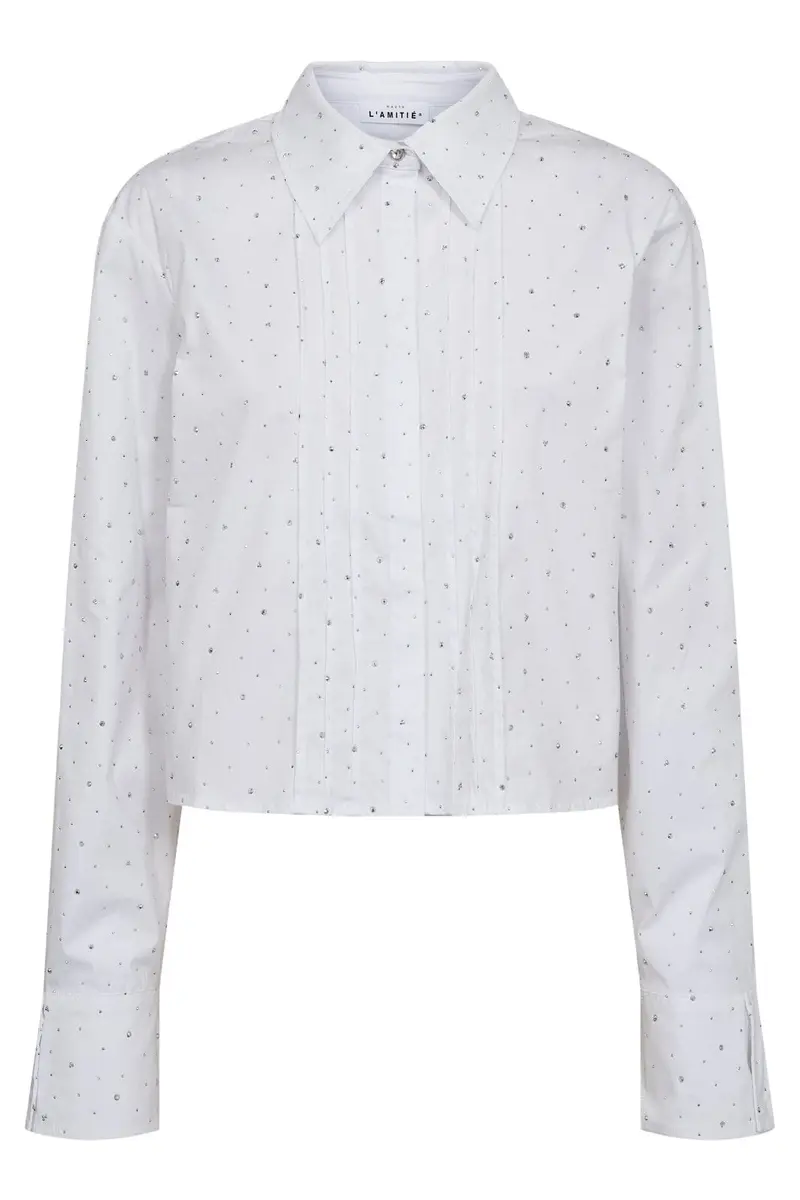 Haute L'Amitié - Rhinestone Crop Shirt HL10404 - White