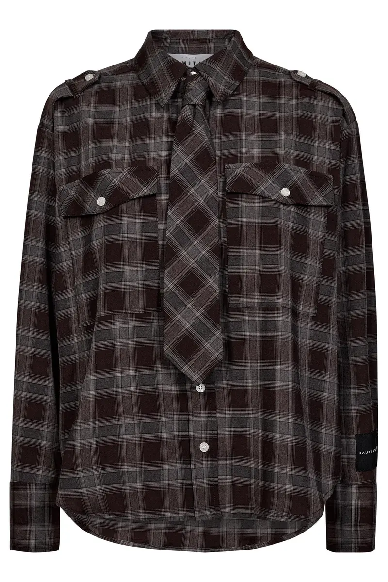 Haute L'Amitié - Robin Tie Check Shirt Hl11175 - Mocca