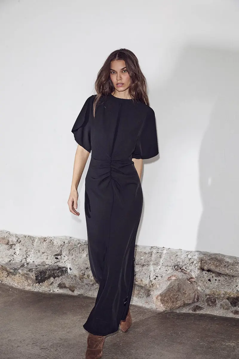 Haute L'Amitié - Satari Long Gather Dress HL10630 - Black