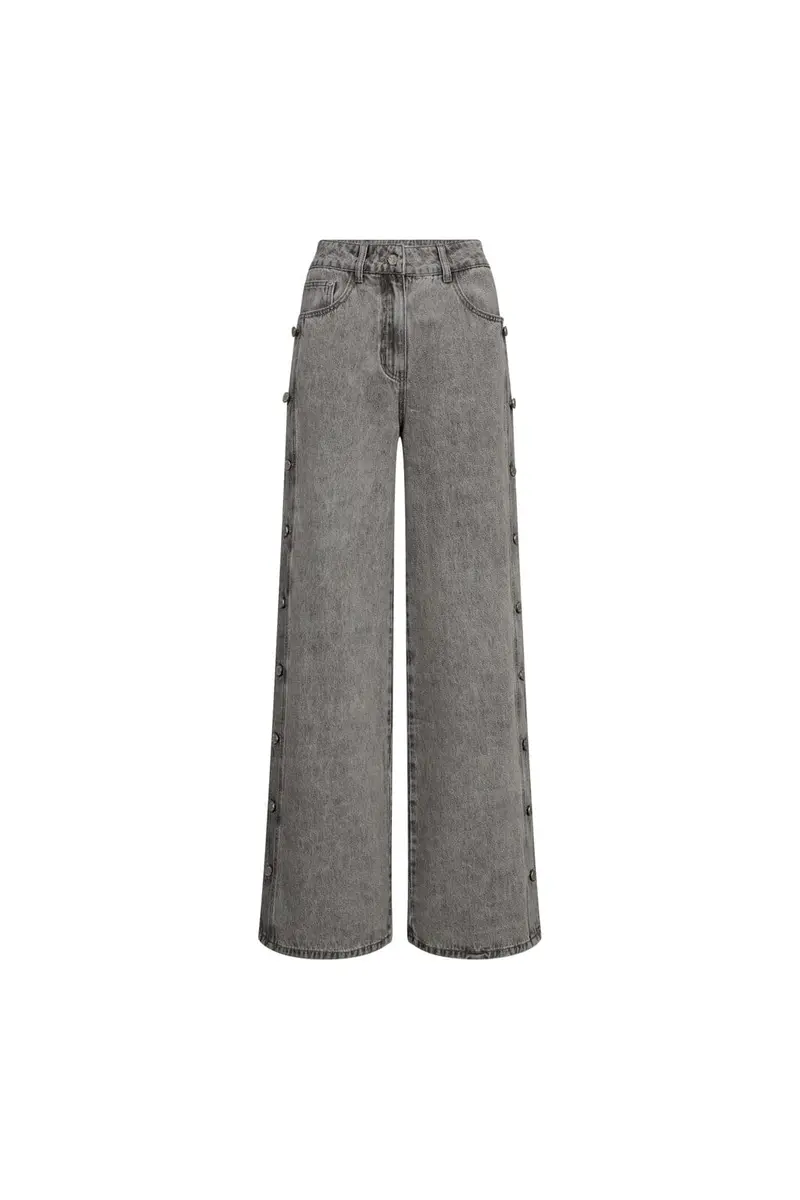 Haute L'Amitié - Side Panel Button Tall Jeans Hl10329 - Light Grey