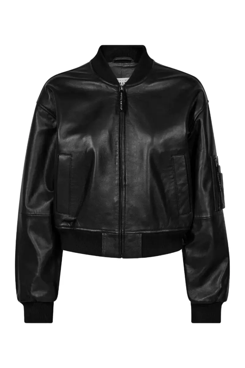 Haute L'Amitié - Yasmin Leather Bomber Jacket Hl10996 - Black