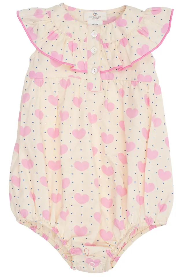Heart and dots romper with frill - Heart