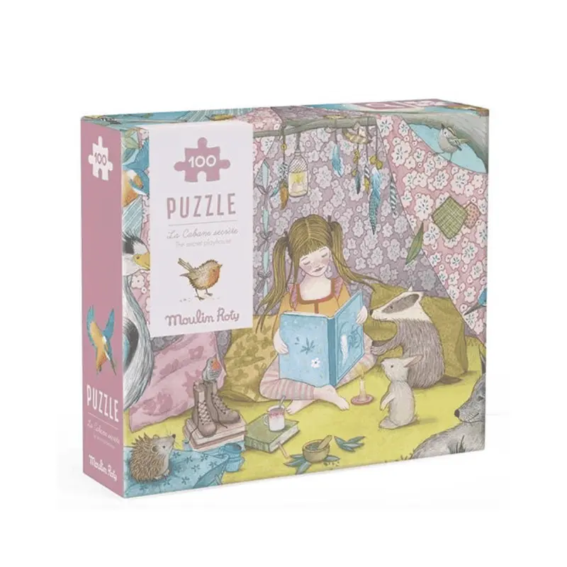 Hemmelig Hule 100 XXL brikker puslespil for børn + 5 år Moulin Roty