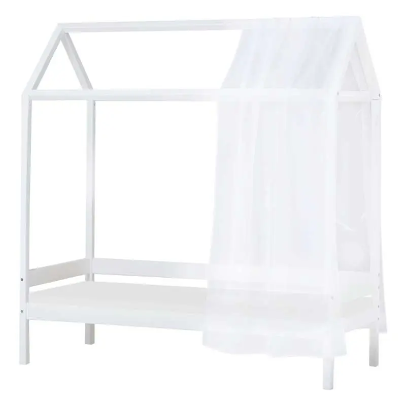 Hoppekids ECO Comfort - Husseng m. Tekstil og Madras - 70x160 cm. - Hvid