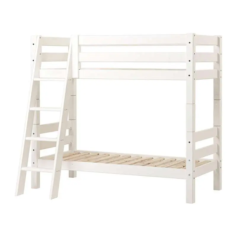 Hoppekids ECO Luxury - Køjeseng - 150 cm. - Skrå Stige - Flere Størrelser - Hvid