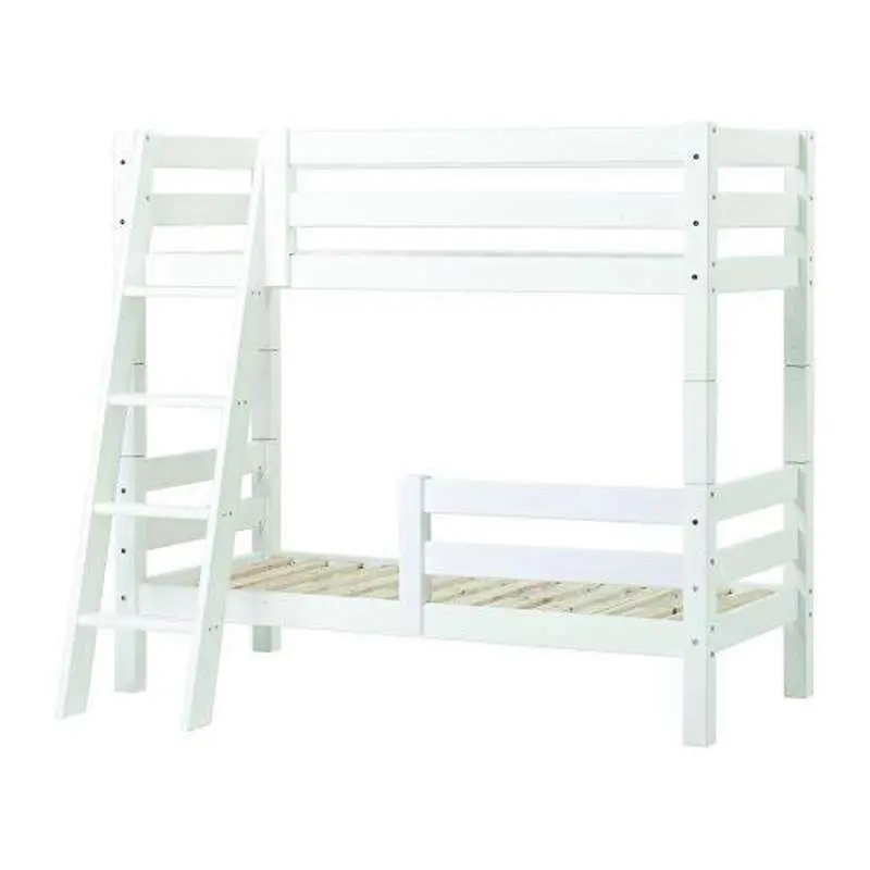 Hoppekids ECO Luxury - Køjeseng m. 1/2 Sengehest - Skrå Stige - 150 cm. - Flere Størrelser - Hvid