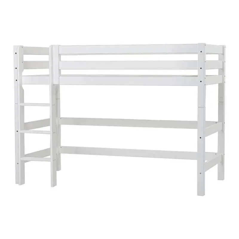 Hoppekids ECO Luxury - Mellemhøj Seng - 90x200 cm. - Fleksibel Indlægsbund - Hvid