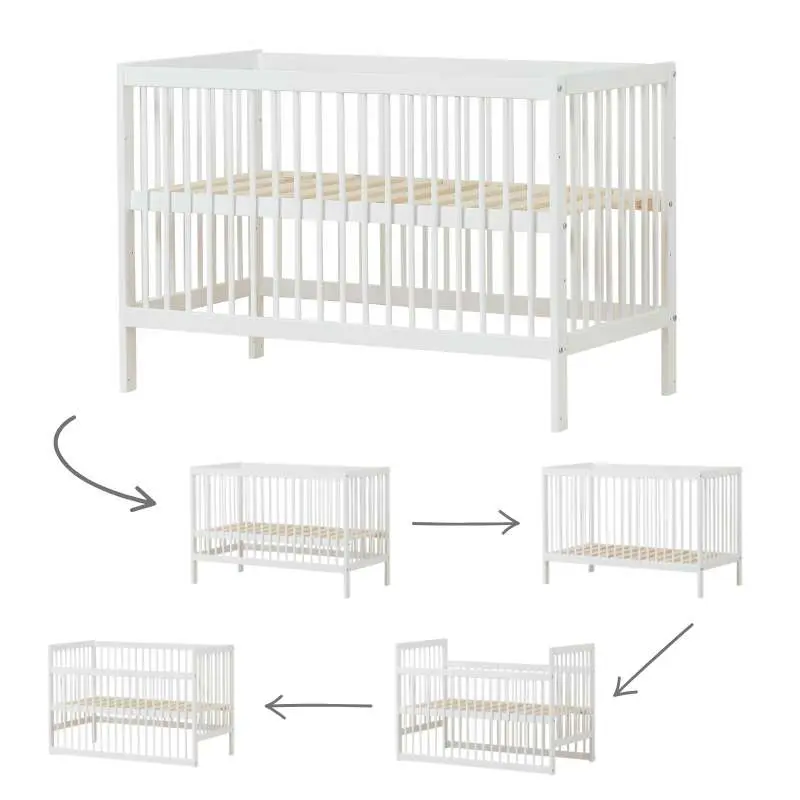 Hoppekids IDA-MARIE - Babyseng m. Justérbar Højde og Sidepanel - Hvid