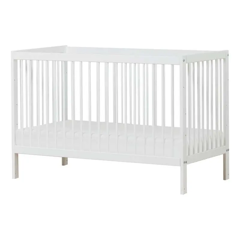 Hoppekids IDA-MARIE - Babyseng m. Skummadras - Justérbar Højde og Sidepanel - Hvid