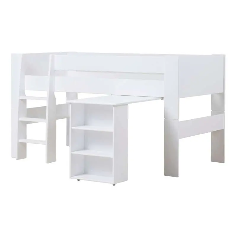 Hoppekids PURE - Halvhøj Seng m. Skrivebord - 90x200 cm - Hvid