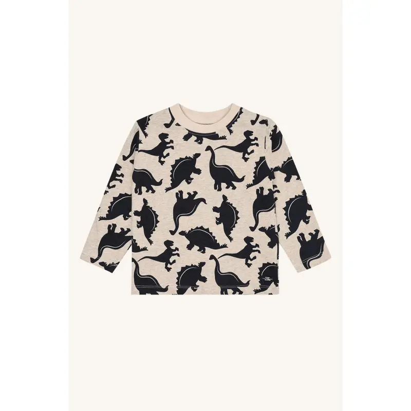 Hust & Claire - HcAnton Beigemeleret bluse med dinoprint 44444