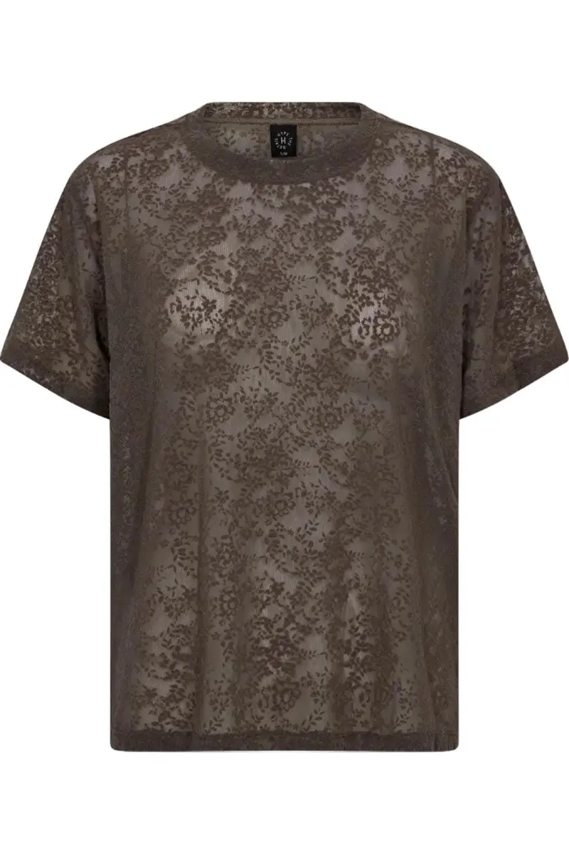 Hype The Detail - Lace Tee Oversiz 852-25 - 2 - Brun