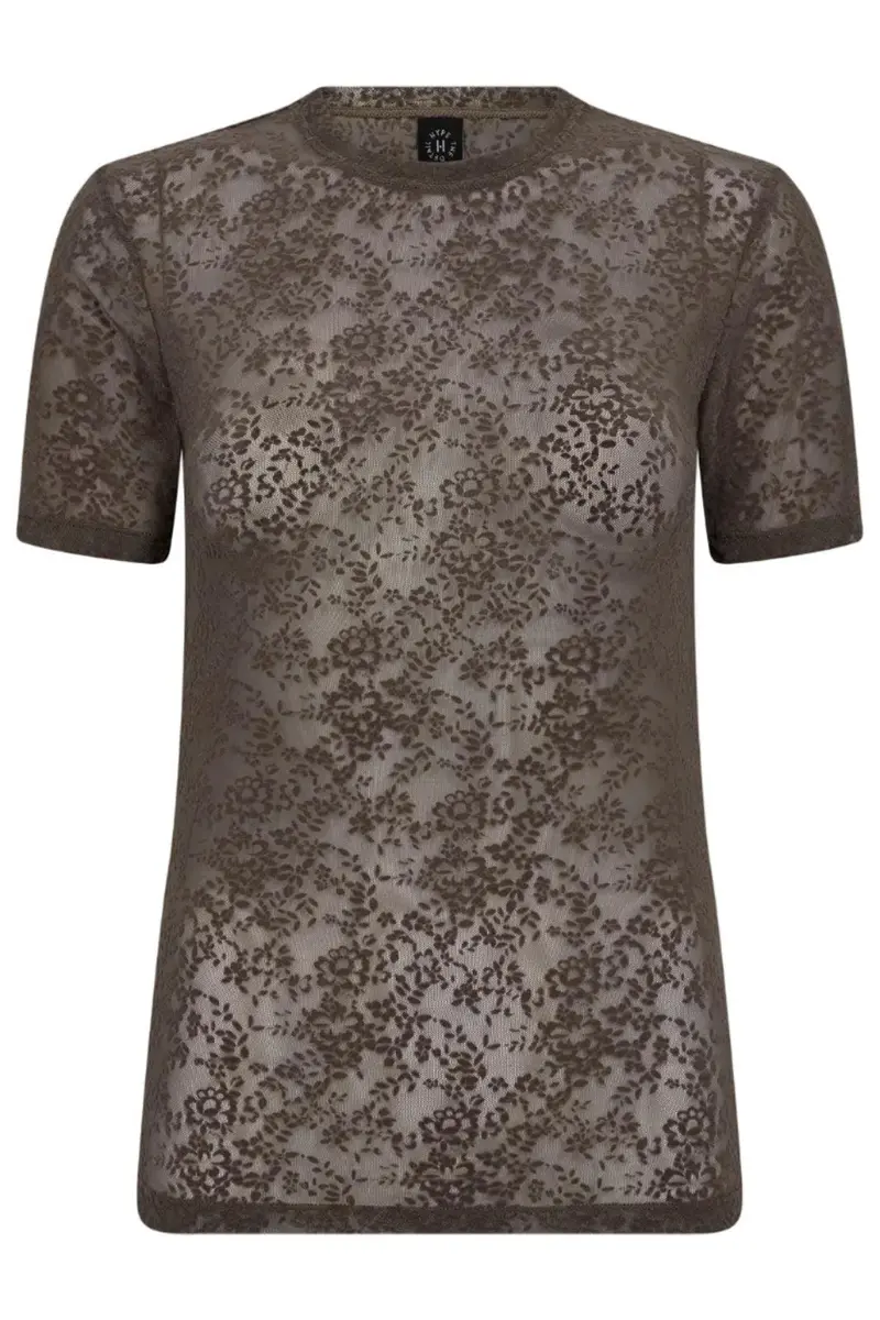 Hype The Detail - Lace Tee, Slim 852-2 - 2 - Brun
