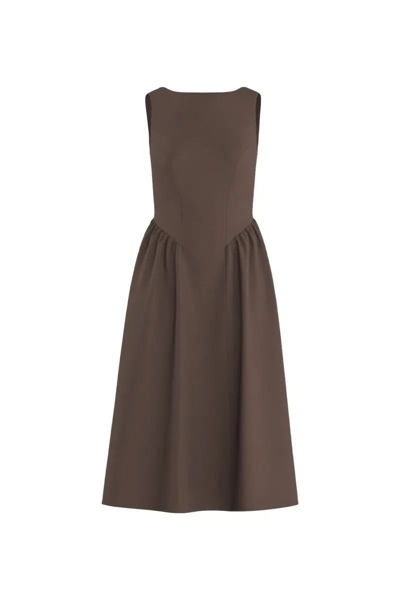 Hypedrop - Hdbakira Sl Boatneck Midi Dress 32001145 - 5242674 - Chocolate Brown